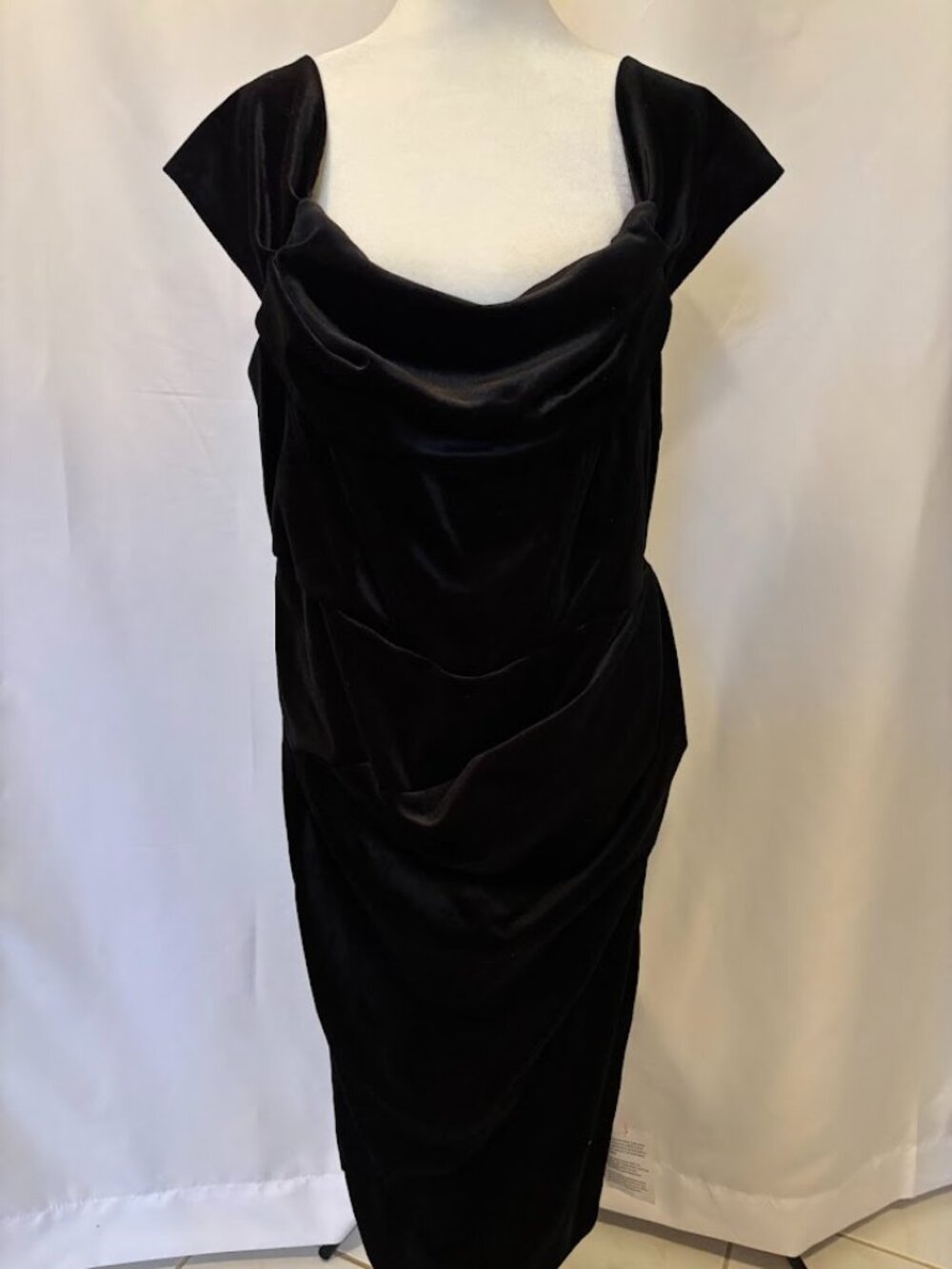NWOT ASOS Black Velvet Off-the-shoulder Coctail Dress - Size 14